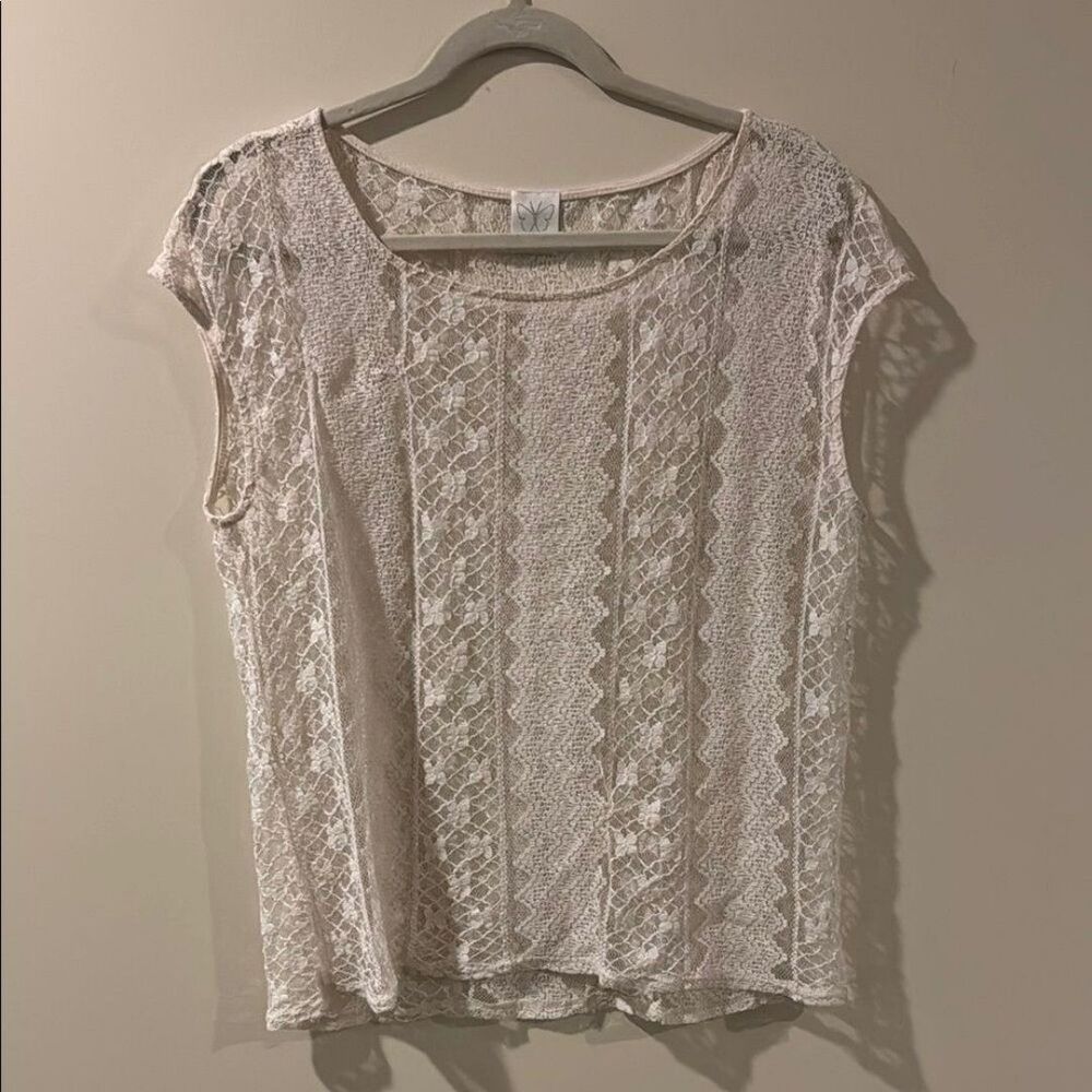 Ella Moss sheer lace top size L